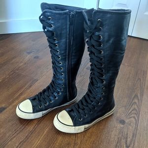 Faux leather chuck style sneaker boots